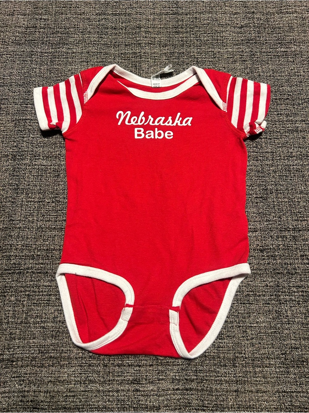 Nebraska Babe Baby Bodysuit Onesie Red White Striped 18-24 Months